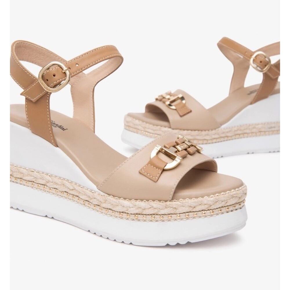 Wedge Sandal EU40 US9.5 NEROGIARDINI E513552D New Collection Tan Horsebit Toe